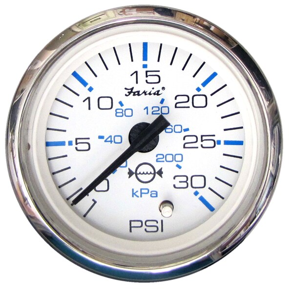 Faria Beede Instruments Faria 13812 Chesapeake Stainless Steel Water Pressure Gauge Kit (30 PSI) - 2", White 13812 - main